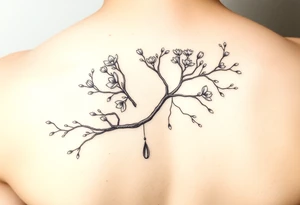 jacaranda tree branches  without flowers with lace drop embellishment feminine tattoo idea