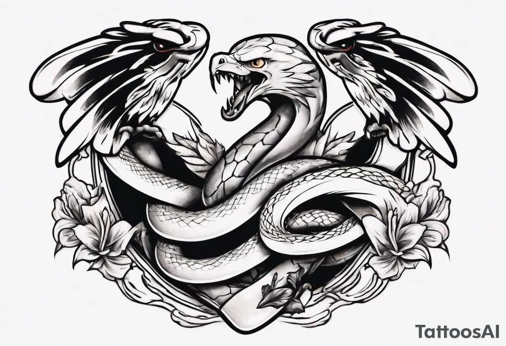 The snake is fighting with an eagle tattoo idea