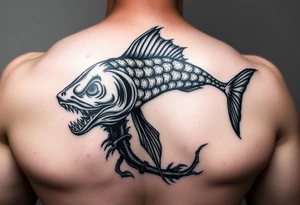 Evil black fishwrman tattoo idea