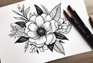 Tatuaje para antebrazo de enredaderas con Flores y Hojas a Color tattoo idea