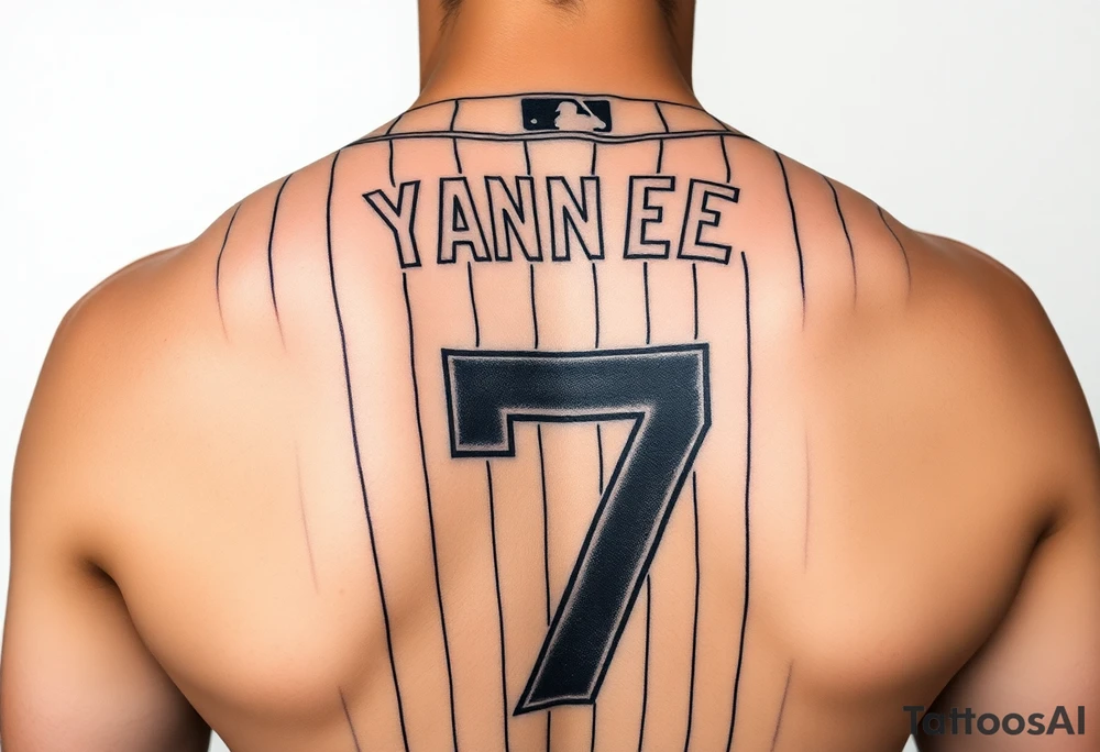Yankee jersey with number 7 tattoo idea