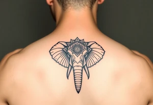 powerful majestic elephant head mandala upturned trunk tattoo idea