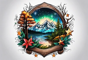 Woods nature stars family tattoo idea