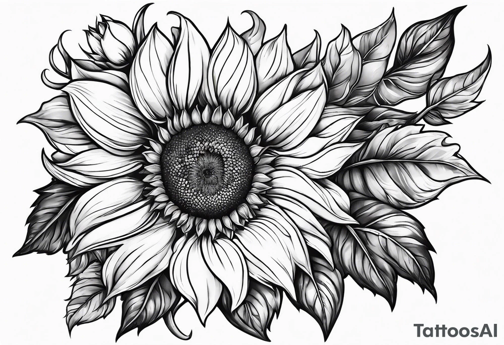 Flower fire an a sunflower tattoo idea