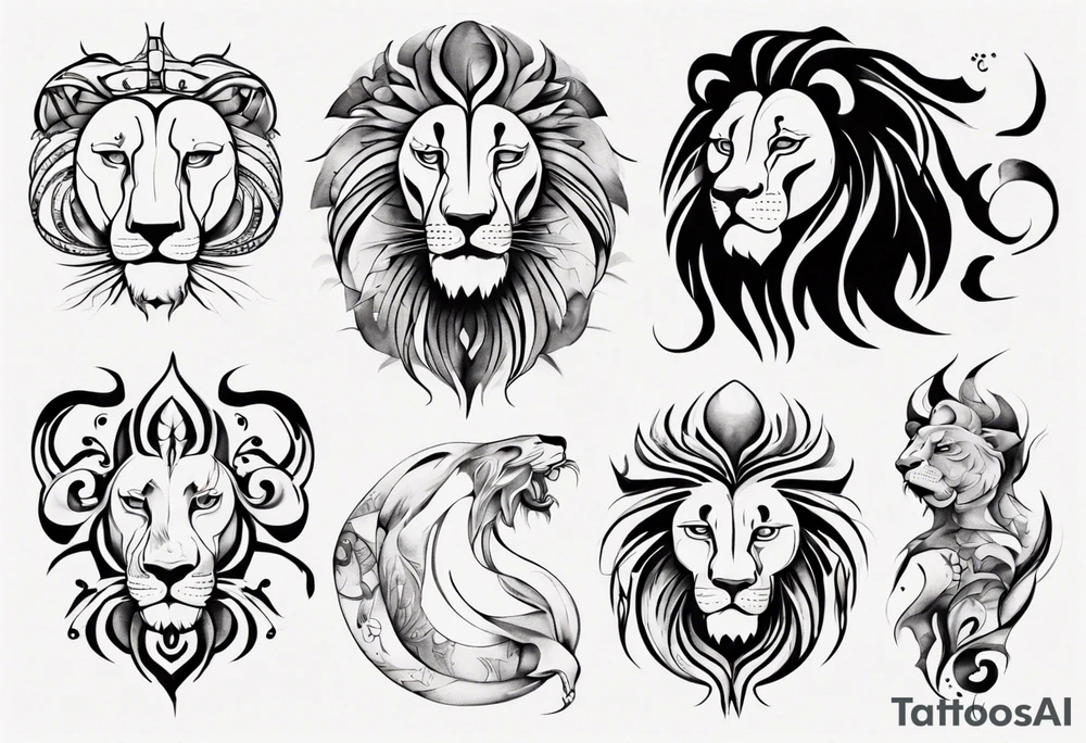 Lion with pisces tattoo idea