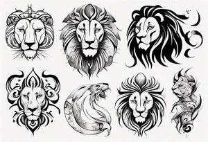 Lion with pisces tattoo idea