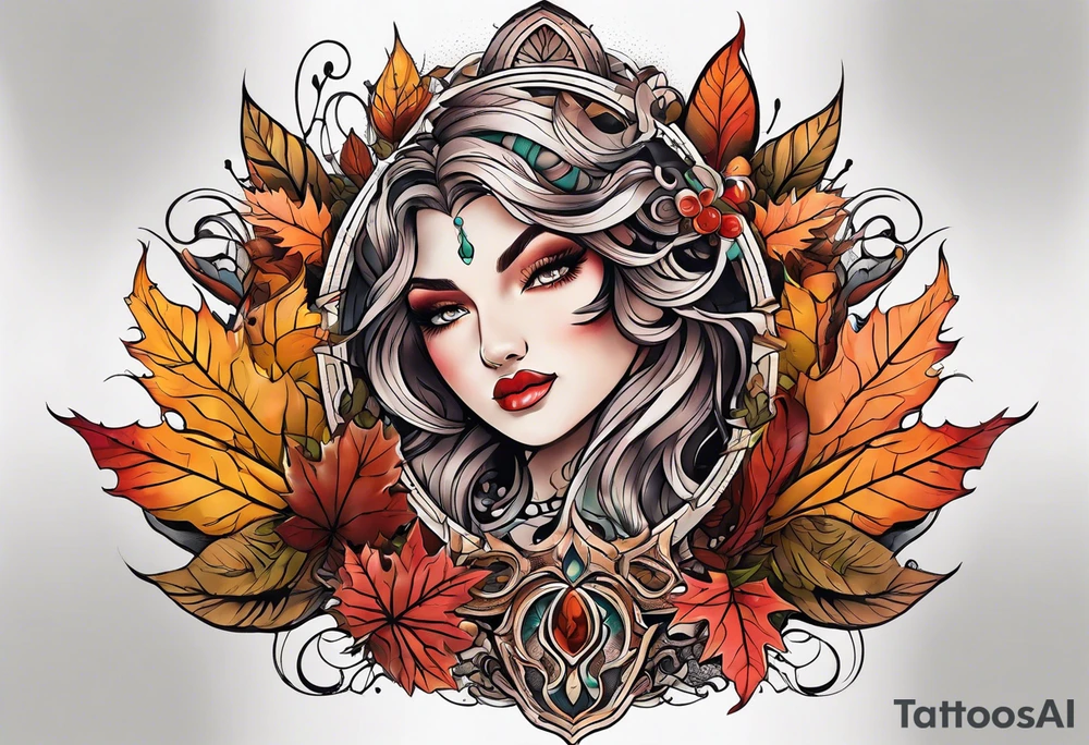 sleeve tattoo in fall colors tattoo idea
