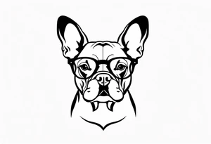 silhouette of french bull dog with glasses tattoo idea