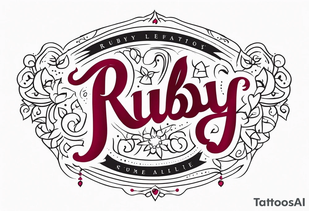 Generate a girly tattoo with the name of: Ruby tattoo idea