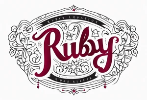 Generate a girly tattoo with the name of: Ruby tattoo idea