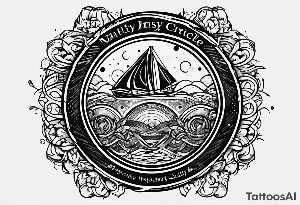 messy lines trash circcle logo tattoo idea