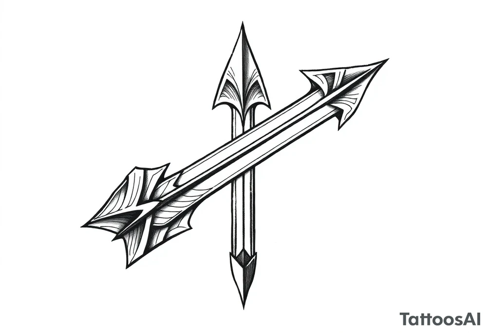 thick  arrow that show down tattoo idea