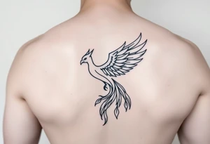 magnificent phoenix rising from golden flames with trailing embers tattoo idea