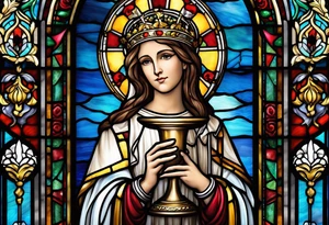 holy saint barbara stained glass holding a chalice tattoo idea