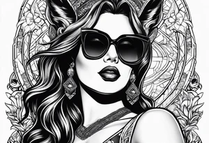 woman with big titts and a capricorn with sunglasses tattoo idea
