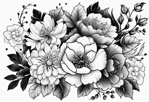 all traditional Japanese flowers sleeve tattoo idea