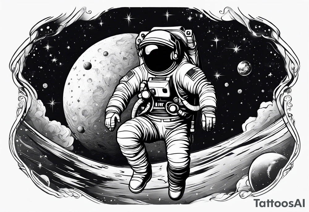 an astronaut floating through space tattoo idea