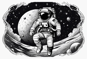 an astronaut floating through space tattoo idea