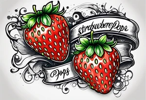 One strawberry wrapped in banner saying Pops tattoo idea