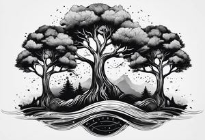 Three dainty trees tattoo idea