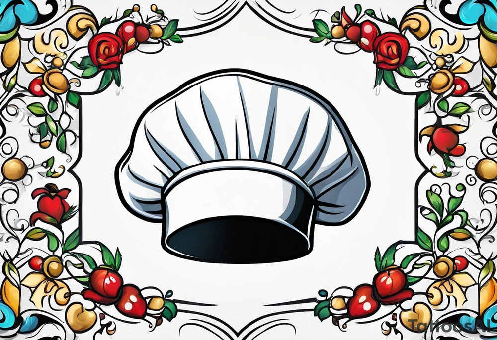 Cartoon chef hat with the name Olivia tattoo idea