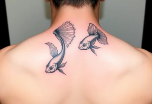 Two bettas fancy tailed swimming tattoo idea