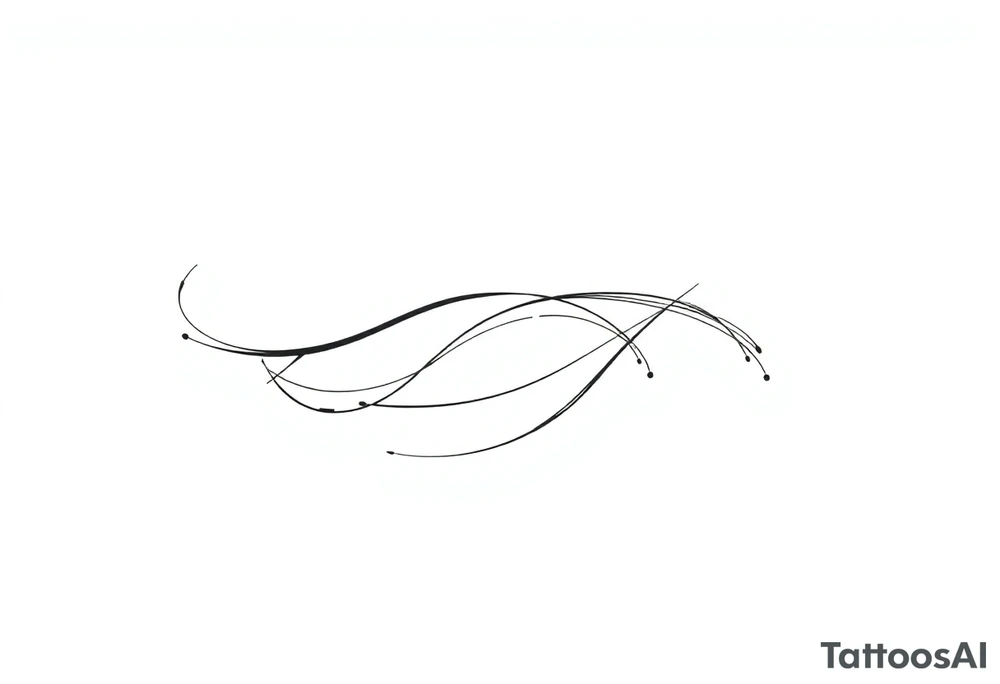 Abstract flowing black lines, blackwork tattoo design, curved movement, wraparound forearm layout, minimalistic and bold, high contrast, negative space, no background tattoo idea