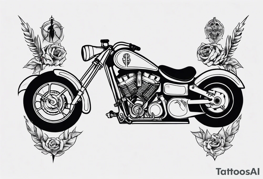 Motorcycle and skeletoj tattoo idea