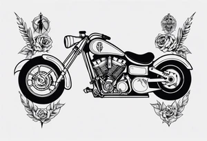 Motorcycle and skeletoj tattoo idea