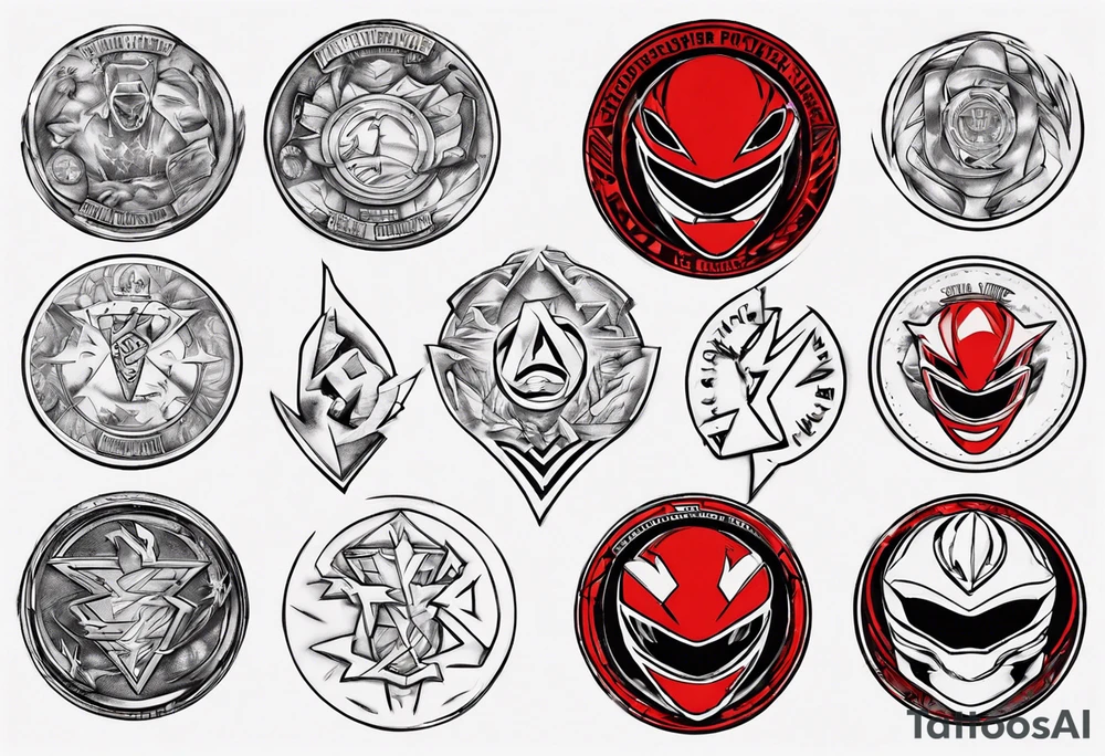 mighty morphin power rangers red ranger power coin and the word Christopher tattoo idea