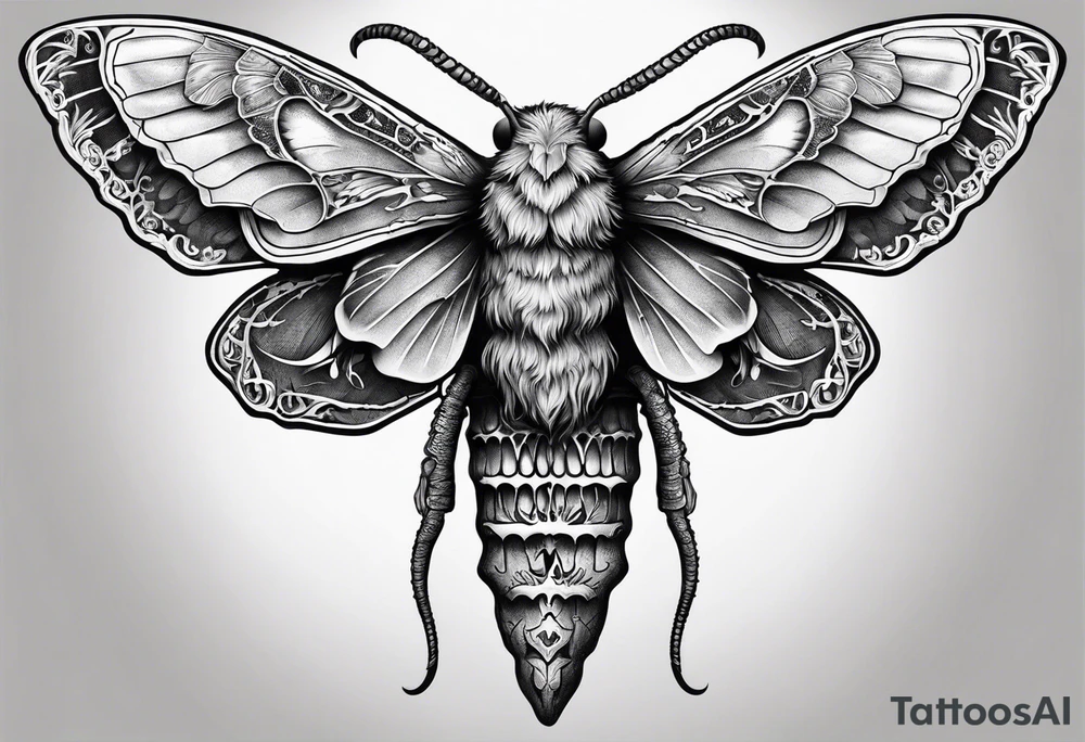 Death moth with rams skull tattoo idea