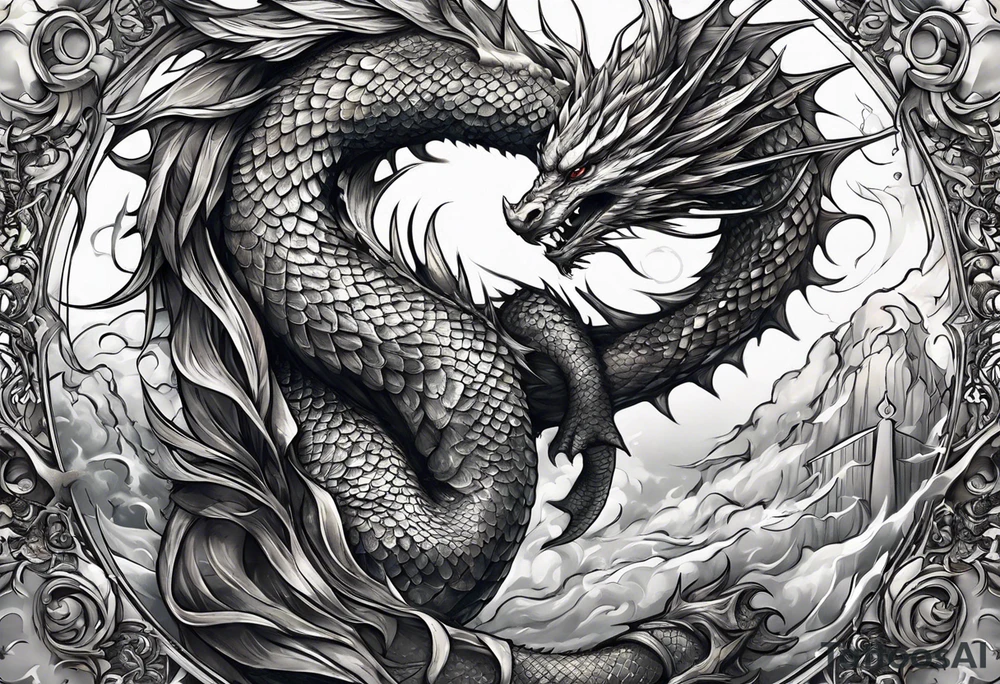 show me a tattoo design where there is a sword and a dragon wrapped around it tattoo idea