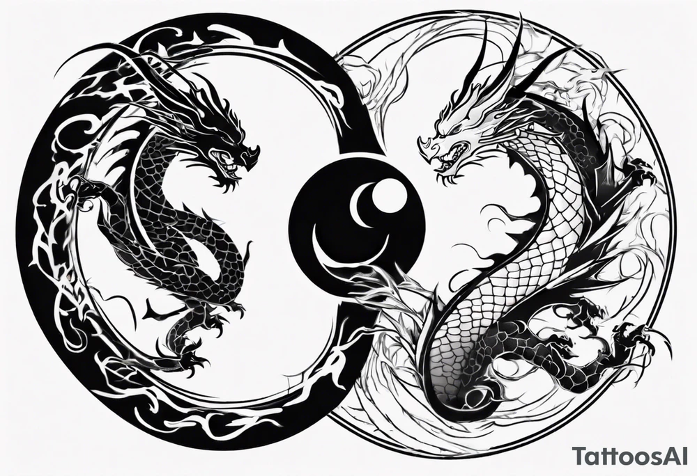 Two Dragons Creating Yin Yang tattoo idea