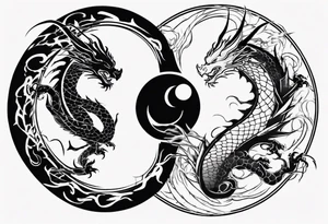 Two Dragons Creating Yin Yang tattoo idea
