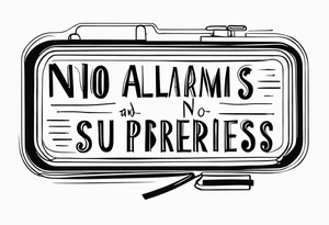 "no alarms and no surprises" in a handwritten font tattoo idea