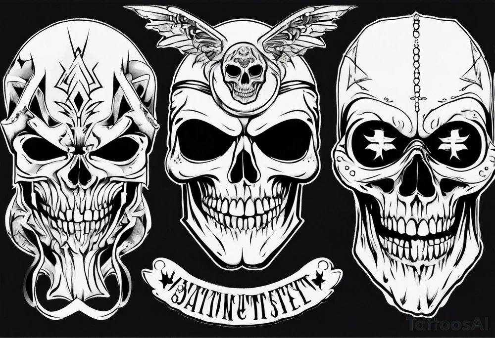 masked skull tattoo idea