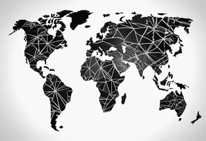 geometric world map tattoo with a cheetah pattern overlay tattoo idea