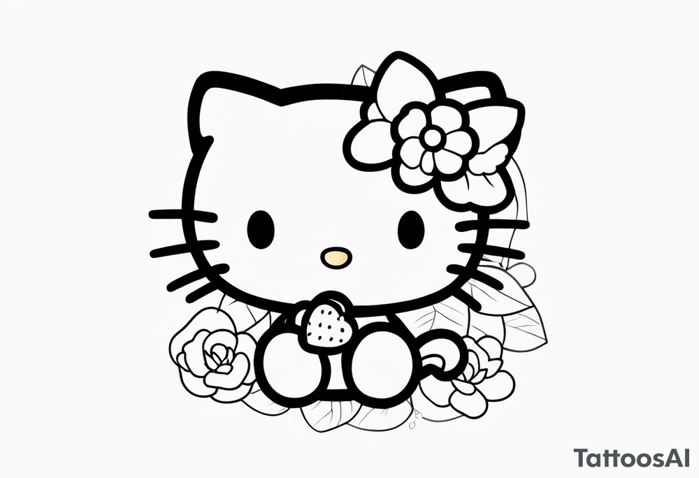 hello kitty with strawberry tattoo idea