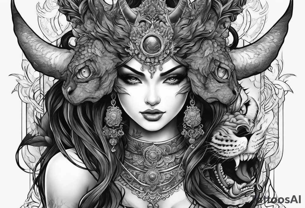 Demon embracing a girl with a power reader over 9000 tattoo idea