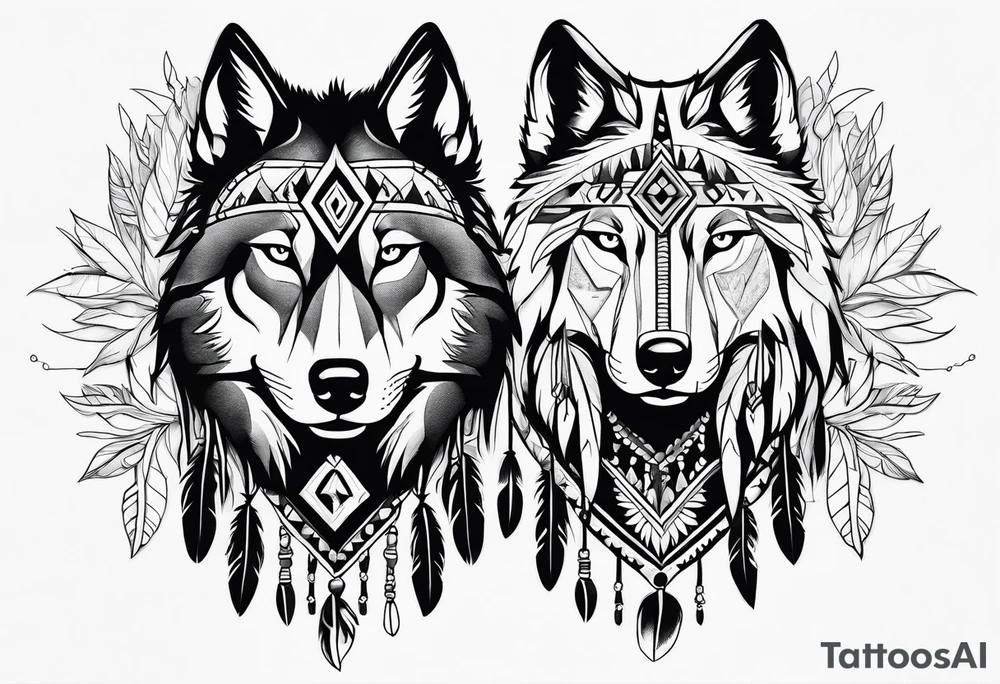 Native American Wolf tattoo idea