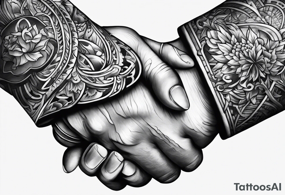 Two hands shaking with a knife going through them tattoo idea Two hands shaking with a knife going through them tattoo idea