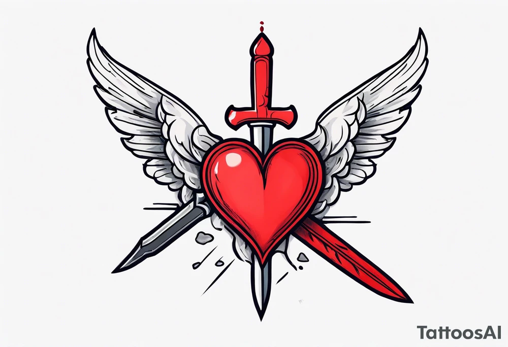 bleeding heart with a dagger and a bandaid tattoo idea