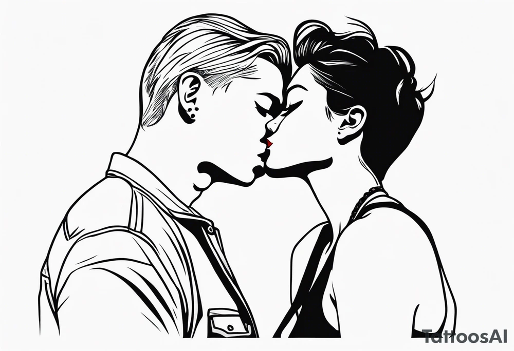 Two person kiss tattoo idea