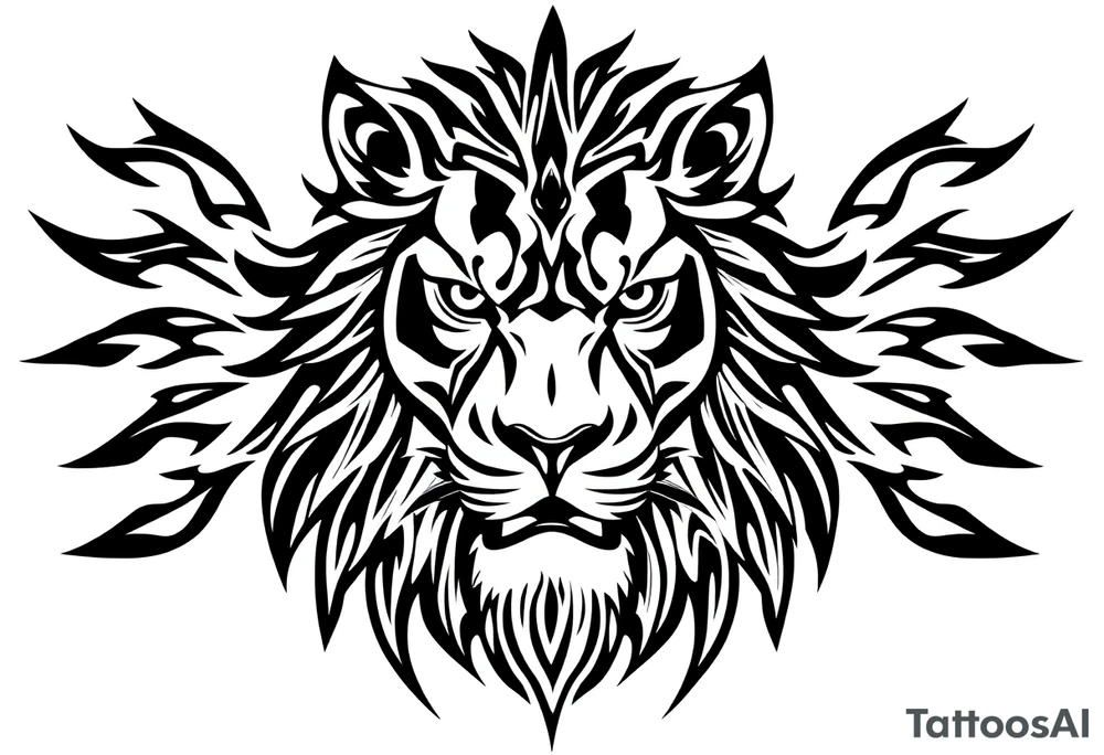 powerful majestic lion, close-up tattoo idea