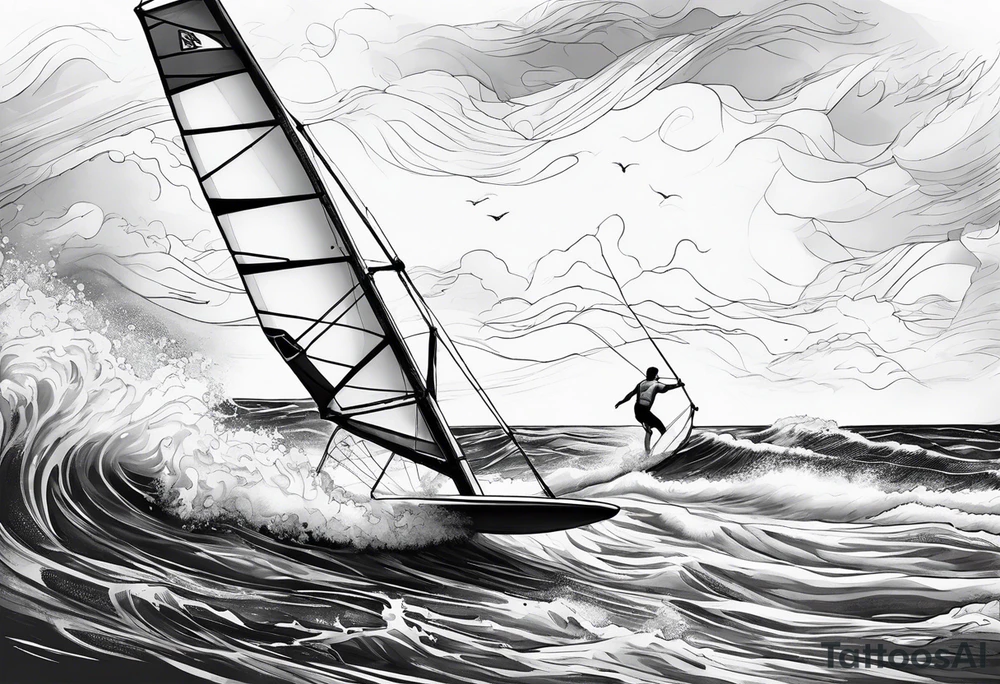 Windsurfer im Meer tattoo idea