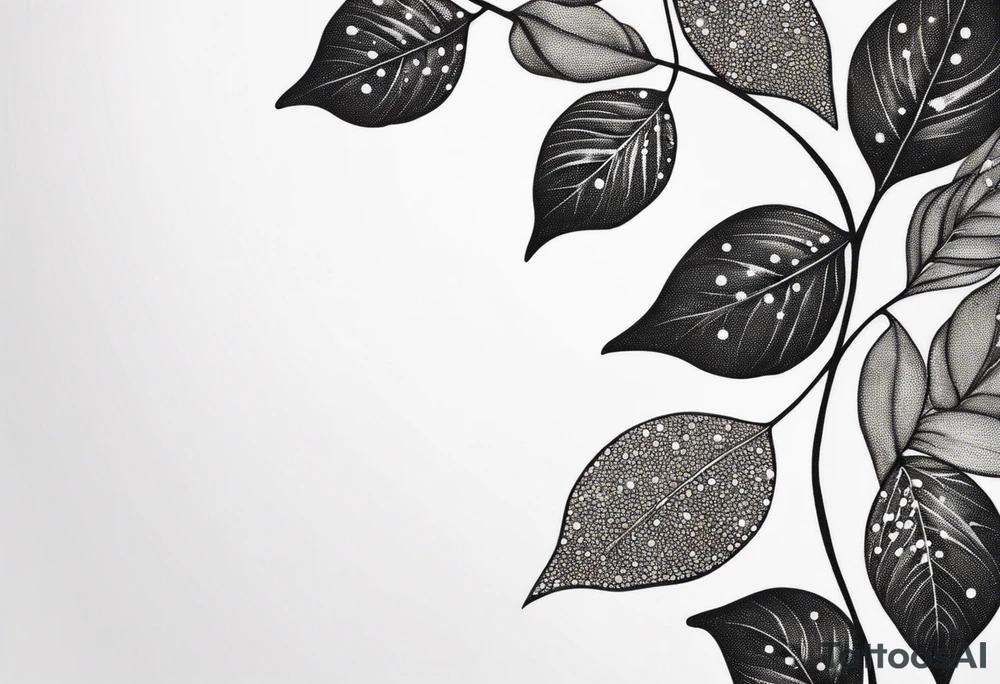 very simple leaves with flow , white background tattoo idea