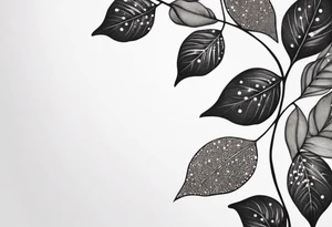 very simple leaves with flow , white background tattoo idea