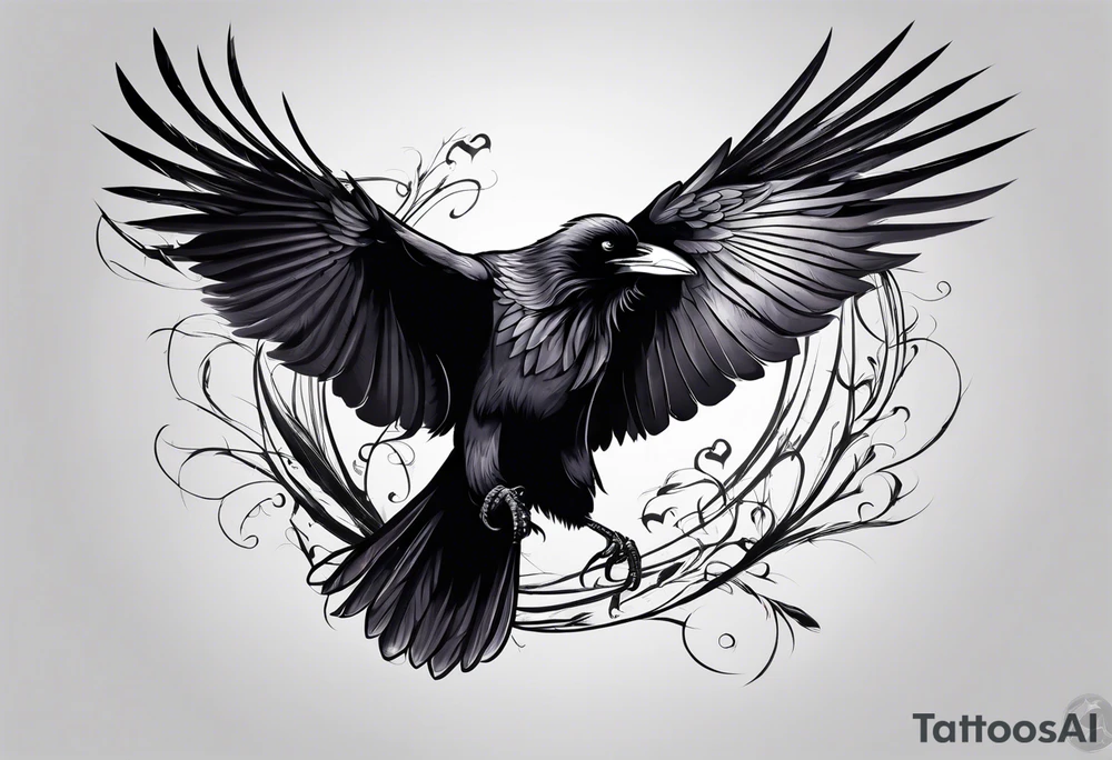 raven fighting a  bird tattoo idea