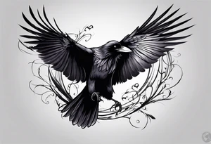 raven fighting a  bird tattoo idea