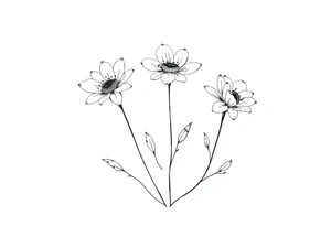 two july birth flowers, one november birth flower and a december birth flower in a boquet tattoo idea